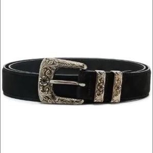 AMIRI men suede engraved buckle belt